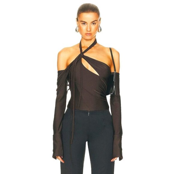 Coperni Black Asymmetric Bodysuit - Picture 1 of 16